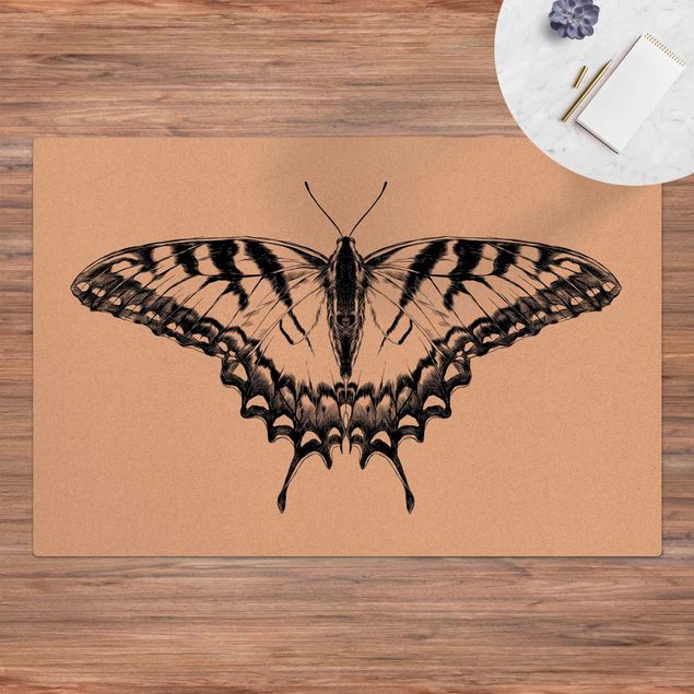 moderne vloerkleden Illustration Flying Tiger Swallowtail Black