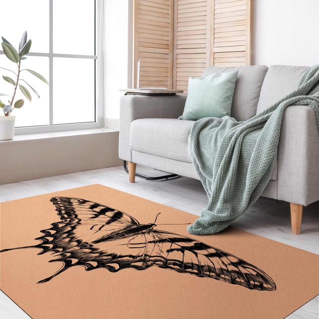 antraciet tapijt Illustration Flying Tiger Swallowtail Black