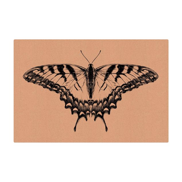 Kurk mat Illustration Flying Tiger Swallowtail Black
