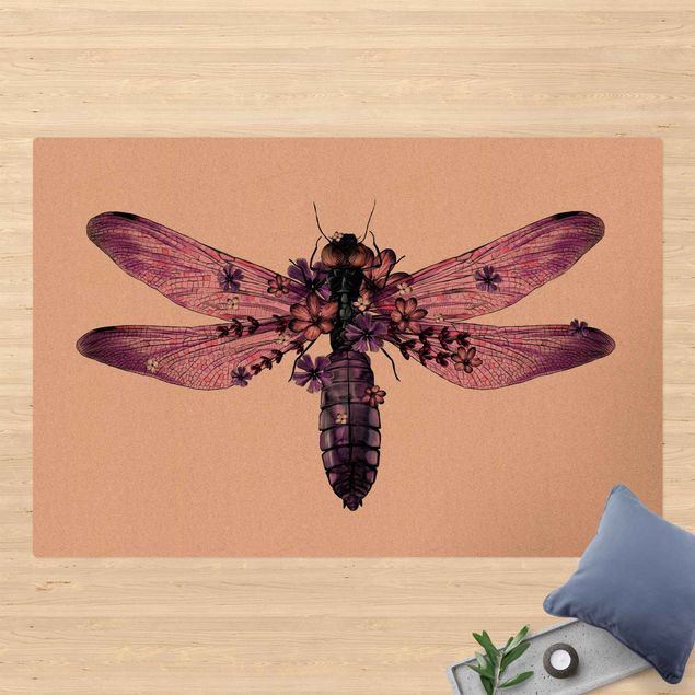 paars tapijt Illustration Floral Dragonfly