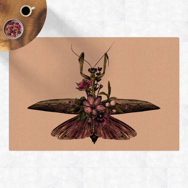 moderne vloerkleden Illustration Floral Mantis