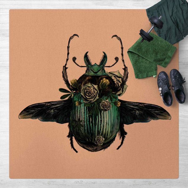 moderne vloerkleden Illustration Floral Beetle