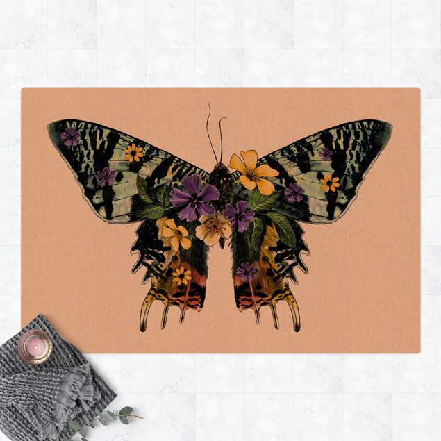tapijt modern Illustration Floral Madagascan Butterfly