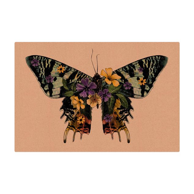Kurk mat Illustration Floral Madagascan Butterfly