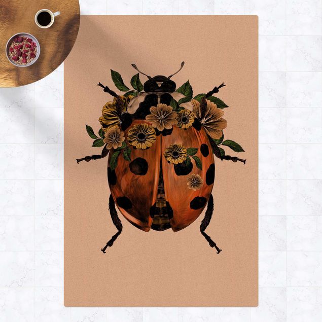 tapijt modern Illustration Floral Ladybird