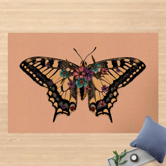 grote vloerkleden Illustration Floral Swallowtail