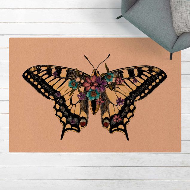 moderne vloerkleden Illustration Floral Swallowtail