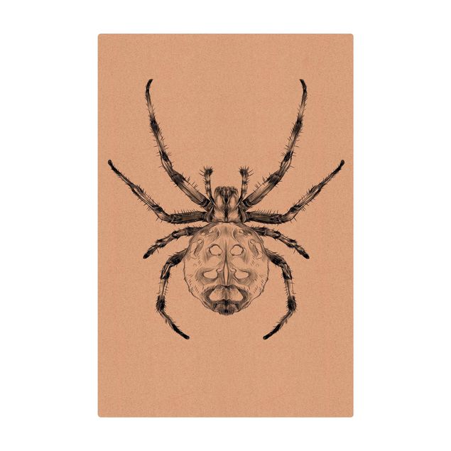 Kurk mat Illustration Resting Spider Black