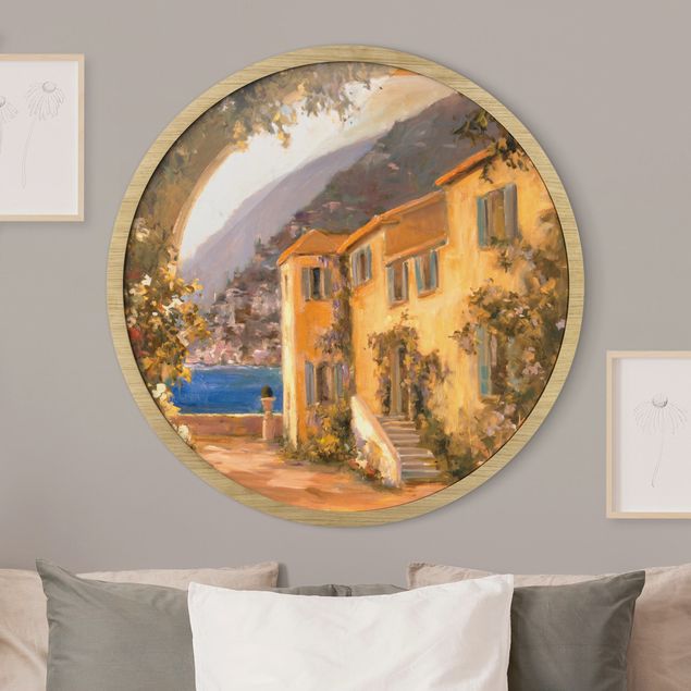 Rond schilderijen Paesaggio italiano - Arco floreale