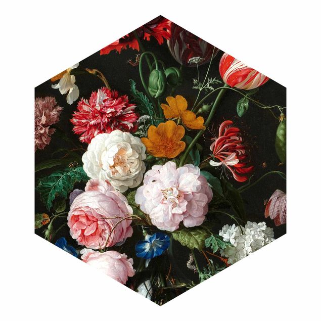 Hexagon Behang Jan Davidsz De Heem - Still Life With Flowers In A Glass Vase