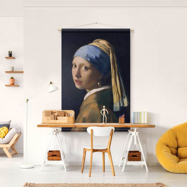 wanddoek xxl Jan Vermeer Van Delft - Girl With A Pearl Earring