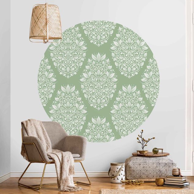 Behangcirkel Art Nouveau Pattern On Green