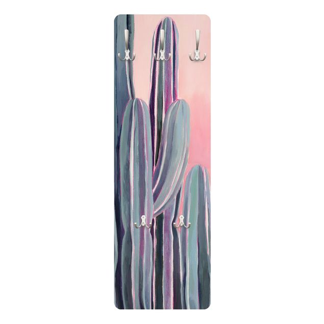 Wandkapstokken houten paneel Cactus In Licht Pink II
