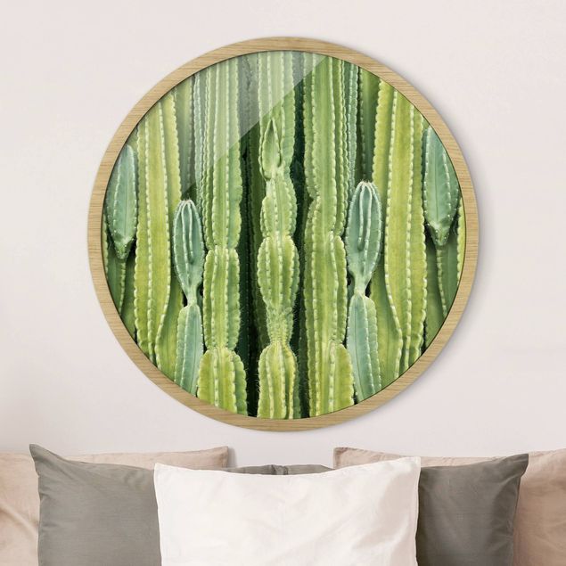 Runde gerahmte Bilder Cactus Wall
