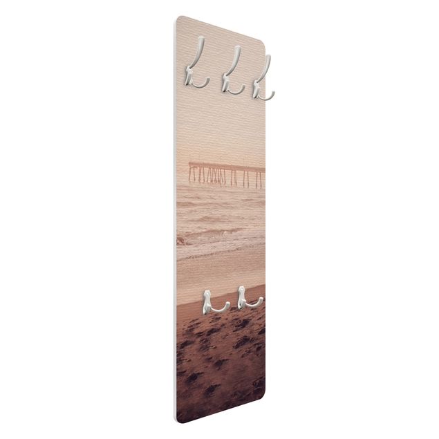 Wandkapstokken houten paneel California Crescent Shaped Shore