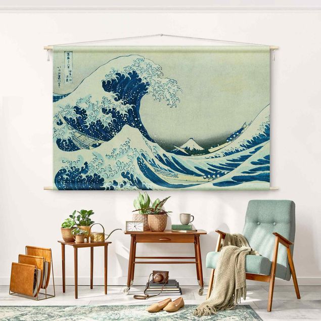 wandtapijt natuur Katsushika Hokusai - The Great Wave At Kanagawa