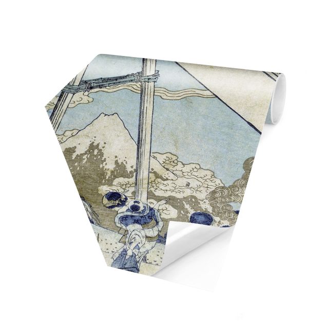 Hexagon Behang Katsushika Hokusai - In The Totomi Mountains
