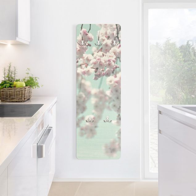 Wandkapstokken houten paneel Dancing Cherry Blossoms On Canvas
