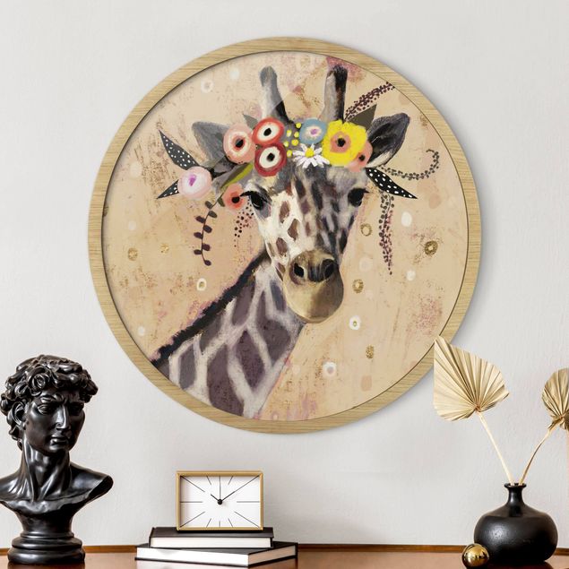 Runde Bilder mit Rahmen Klimt Giraffe