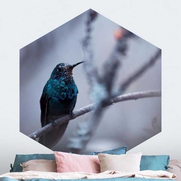 Hexagon Behang Hummingbird In Winter