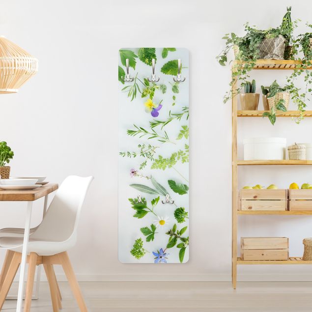 Wandkapstokken houten paneel Herbs And Flowers