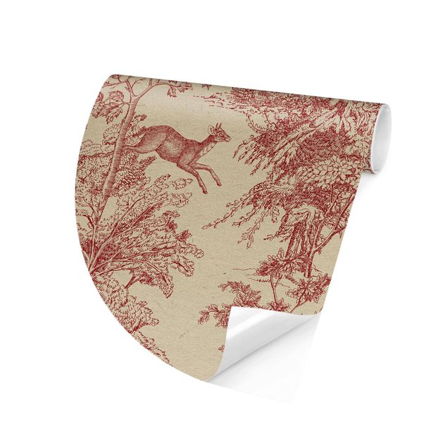 Behangcirkel - Copper Engraving Impression - Jaguar With Deer On Nature Paper