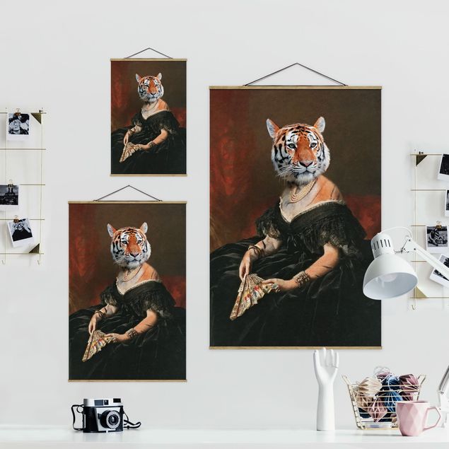 Stoffen schilderij met posterlijst Lady Tiger
