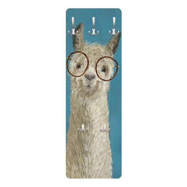 Wandkapstokken houten paneel Lama With Glasses I