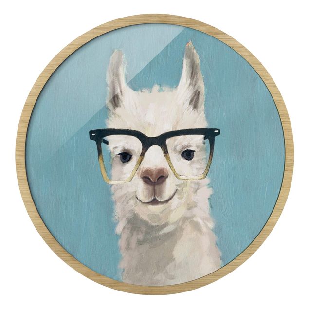 Rond schilderijen Lama con occhiali IV