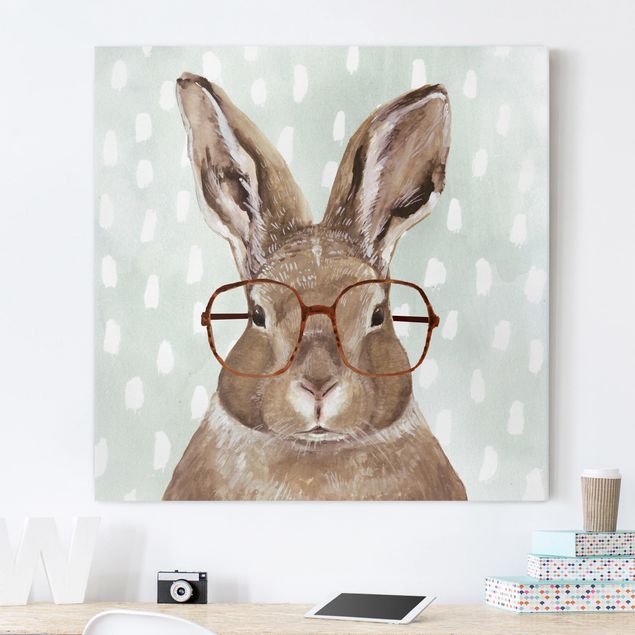 Canvas schilderijen Animals With Glasses - Rabbit