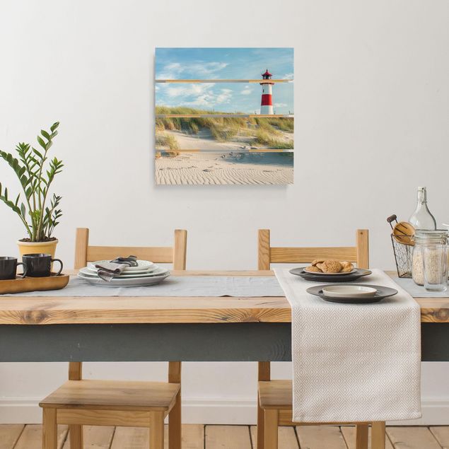 Houten schilderijen op plank Lighthouse At The North Sea