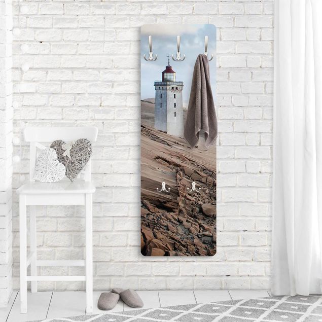 Wandkapstokken houten paneel Lighthouse In Denmark