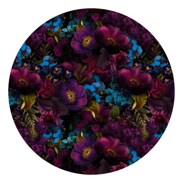 Behangcirkel Purple Blossoms With Blue Flowers