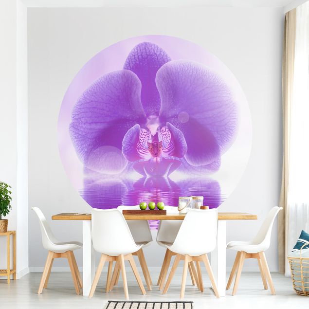Behangcirkel Purple Orchid On Water