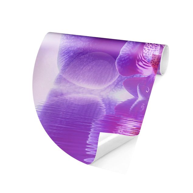 Behangcirkel Purple Orchid On Water
