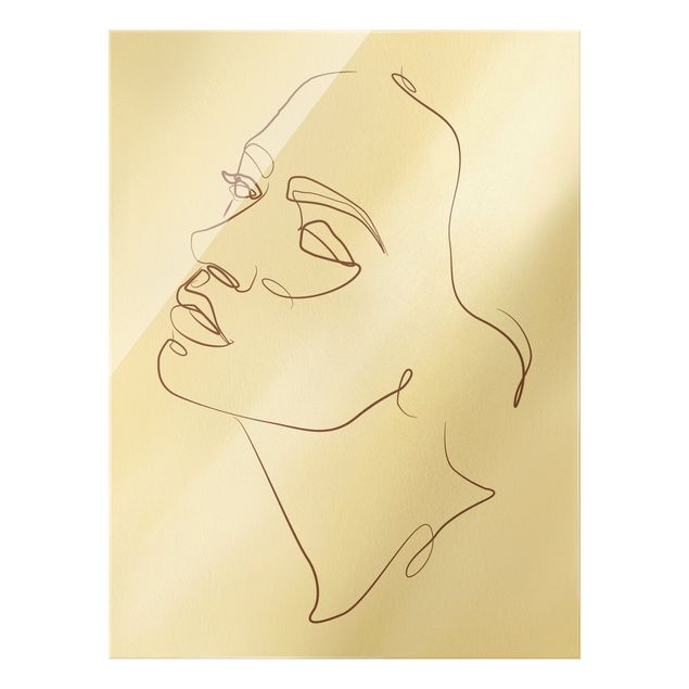 Glasschilderijen Line Art - Woman Dreaming Face