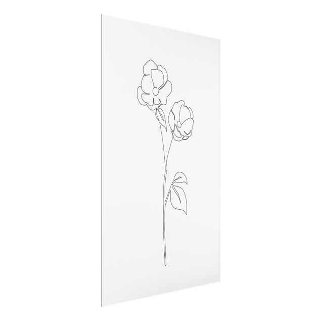 Glasschilderijen - Line Art Flowers - Poppy Flower