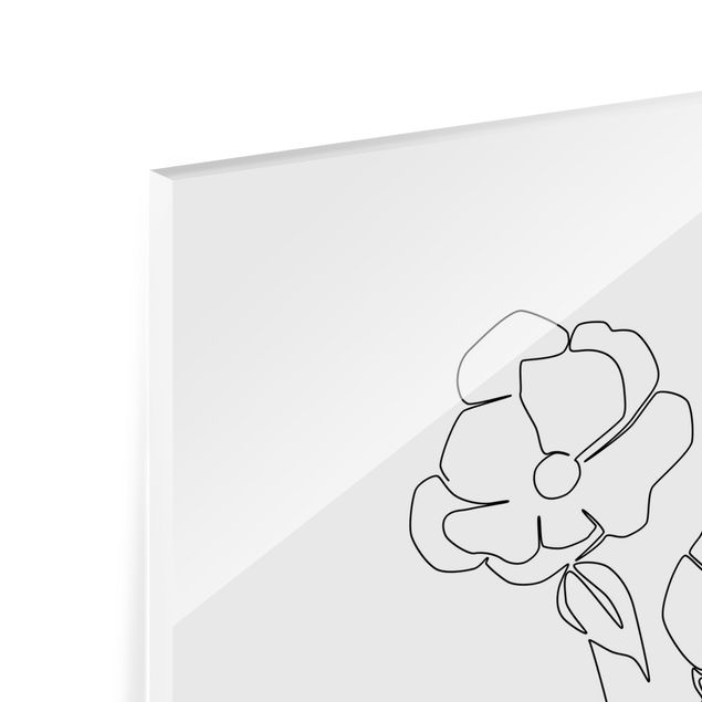 Glasschilderijen - Line Art Flowers - Poppy Flower