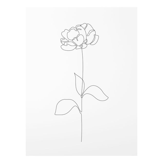 Glasschilderijen - Line Art Flowers - Peony