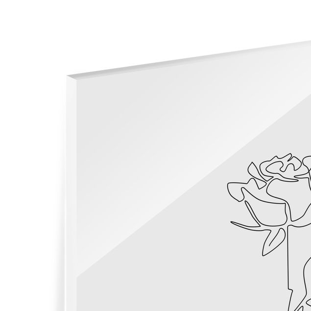 Glasschilderijen - Line Art Flowers - Rose