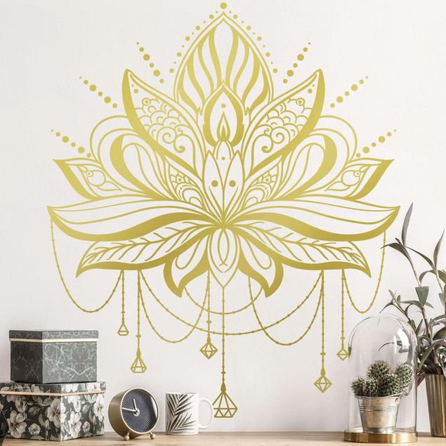 Muurstickers mandala Lotus mit Ketten