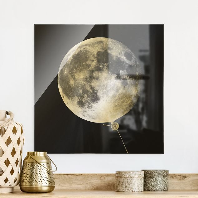 Glas Magnetboard Balloon With Moon