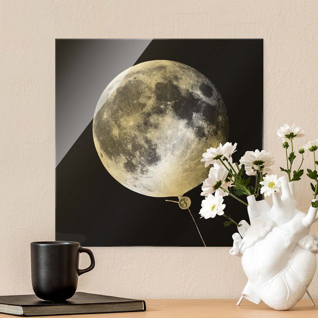 Glasschilderijen Balloon With Moon