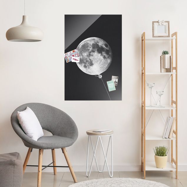 Glas Magnetboard Balloon With Moon