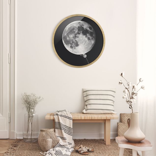 Rond schilderijen Palloncino con luna