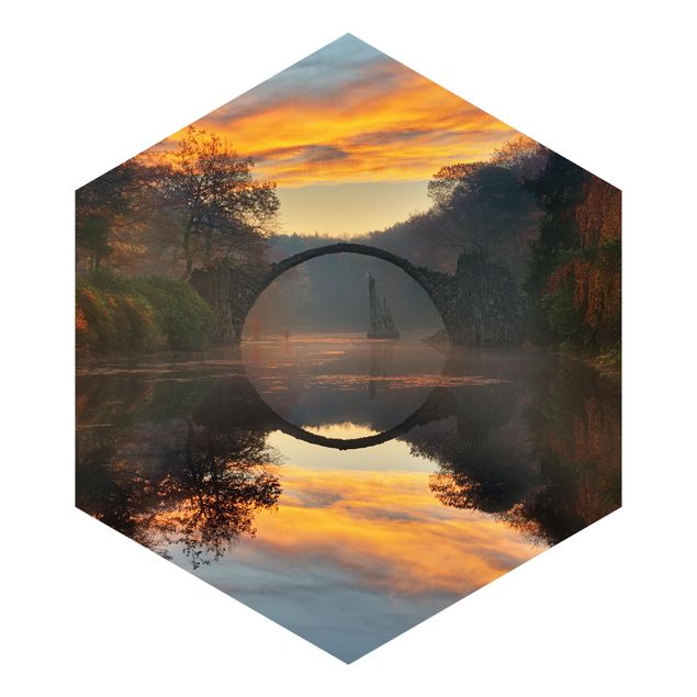 Hexagon Behang Fairytale Bridge