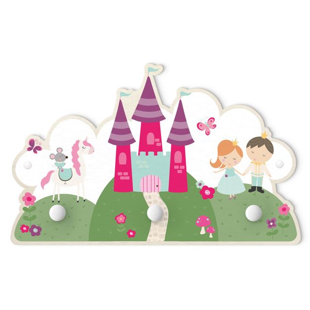 Wandkapstokken voor kinderen Fairytale Castle With Prince And Princess