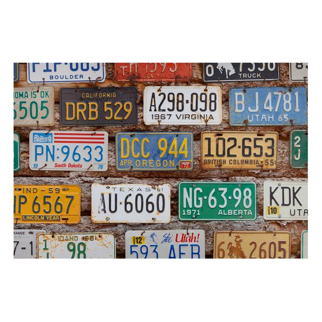 Magneetborden American License Plates On Wood