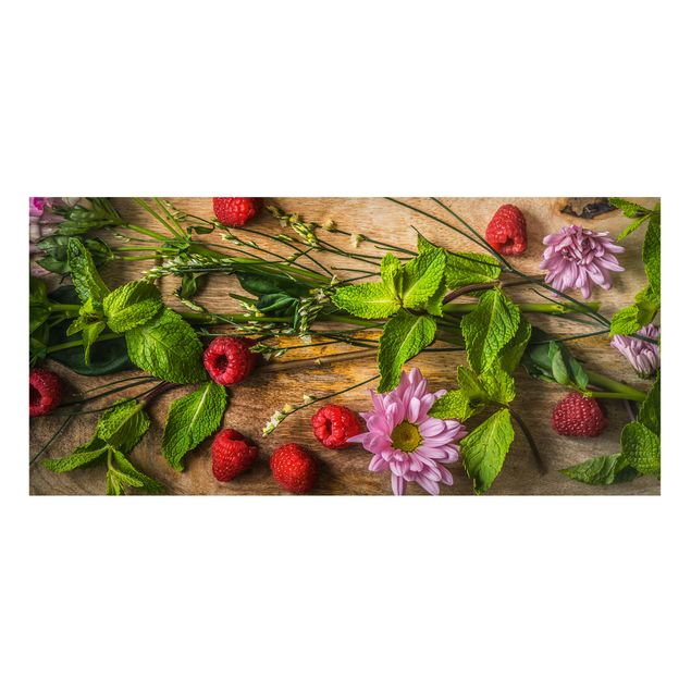 Magneetborden Flowers Raspberries Mint