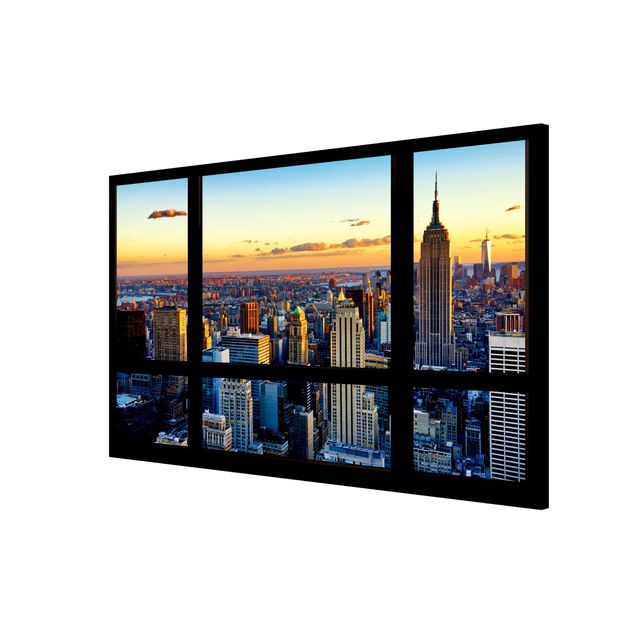 Magneetborden Window view - Sunrise New York